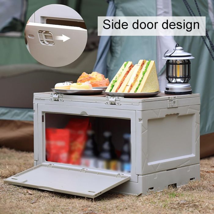 2点SET CONTAINER TABLE TOP 50L 74L 50L Camping Storage Box with Foldable Table