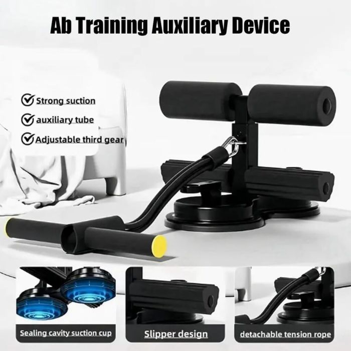 Sit Up Assist Device Ab Machine Exercise Equipment Levels Adjustable  Double Suction Cup And Elastic Pull Rope For Abs