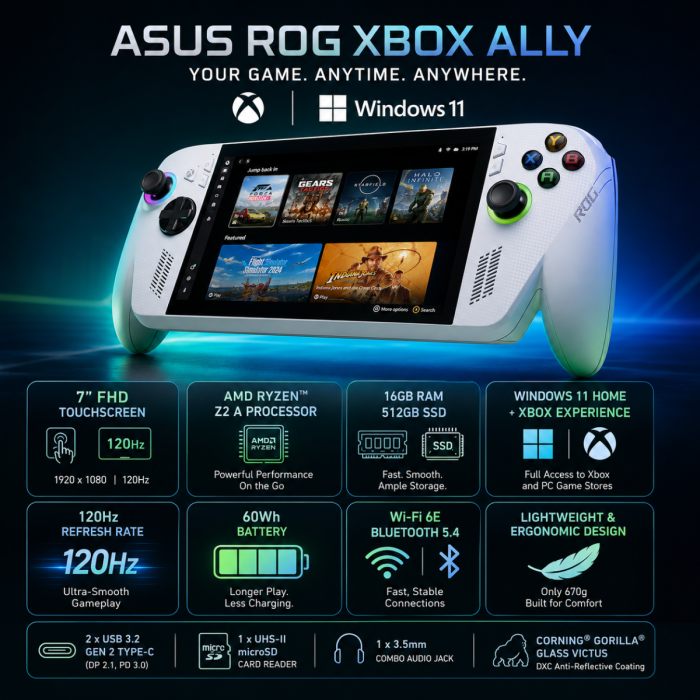 ASUS ROG Xbox Ally Handheld 7-inch FHD 16GB 512GB 120Hz (2025)