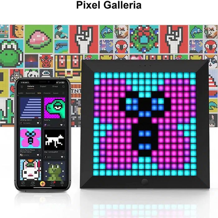 divoom_bluetooth_pixel_photo_frame_with_rgb_light_gaming_digital_alarm_clock_black_3_
