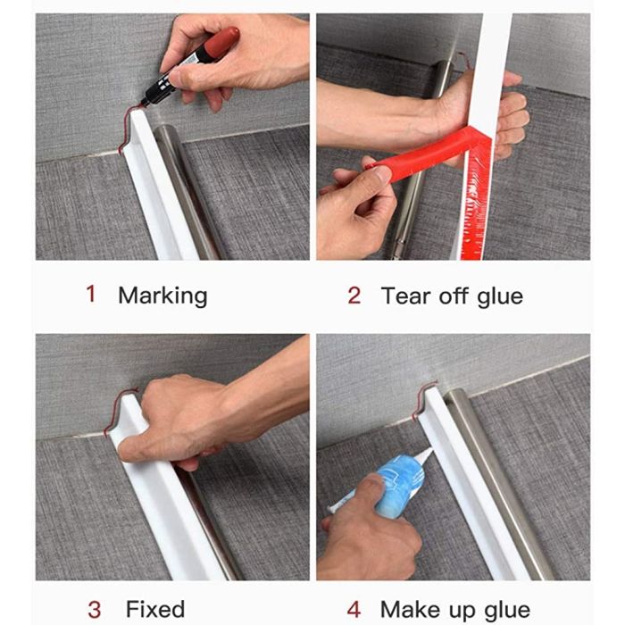 Barrière D'eau Pour Douche En Silicone - Flexible Et étanche - Plusieurs Longueurs (50-300 Cm) - Pour Salle De Bain Et Cuisine
