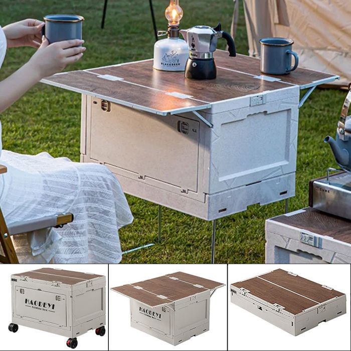 50L Camping Storage Box with Foldable Table