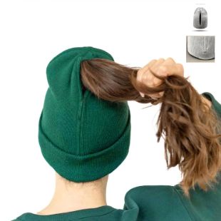 Winter beanie with magnetic hair opening