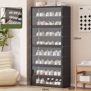 Multi Layer Transparent Dust Proof Shoe Rack with Doors