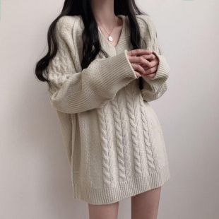 فستان كروشية بياقة V للسيدات