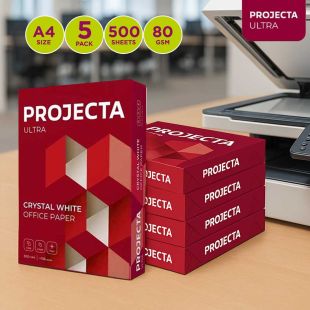 Ultra A4 Printing Paper 80 GSM 5 Packs of 500 Sheets by Projecta