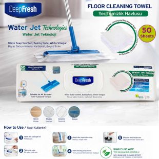 Deepfresh Floor Cleaning Towel White Soap 20cm x 35 cm (50 Sheets)