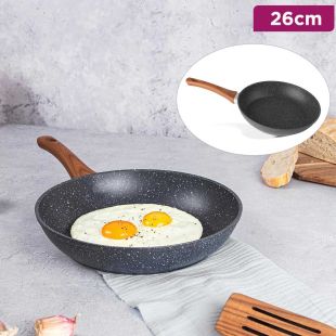 Nuovva Marble Non-Stick Frying Pan 26cm with Wooden Handle