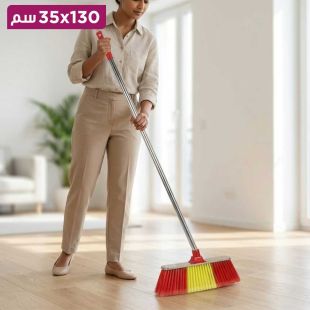 مكنسة تنظيف أرضيات بفرشاة صلبة ومقبض حديد 130 × 35 سم
