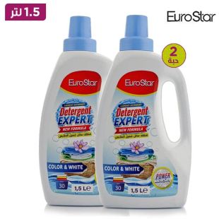  يورو ستار- منظف الغسيل الملون والأبيض 1.5 لتر × 2