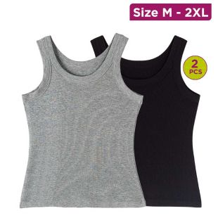 Black and Grey Plain Sleeveless Blouse For Women 2Pcs Set