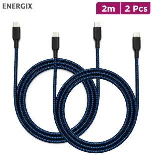 EnerGix Q8 Cable USB-C to USB-C Cable 2m - Pack of 2