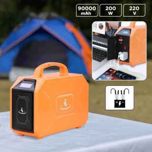 90000mAh Portable Power Station with 4 USB Ports, Car Starter, and LED Bulb