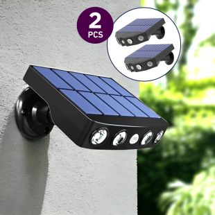 مجموعة مصابيح LED شمسية خارجية للأمان مع مستشعر حركة ذكي قطعتين