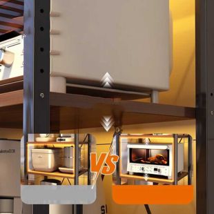 Steel Kitchen Rack with Wooden Shelves and Wheels