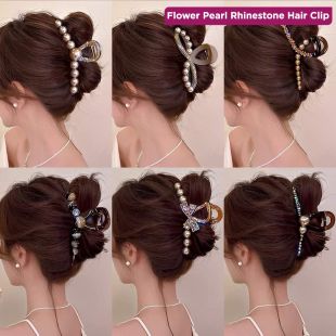 Flower Pearl Rhinestone Hair Clip