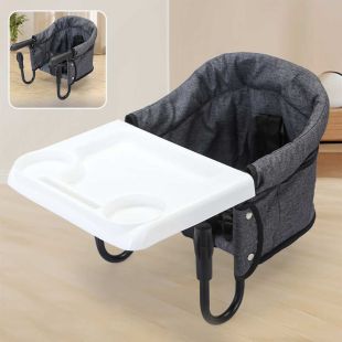 Foldable Baby Dining Seat Metal and Linen Combination