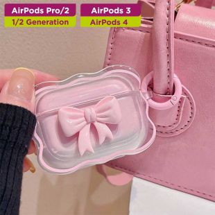 غطاء حماية بتصميم Pink Bow لسماعات إيربودز