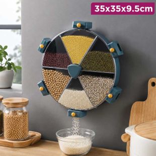 360° Rotating Multi-Grain Dispenser 6 Compartments