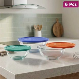 Pyrex 6 Piece Glass Mixing Bowl Set with Lids