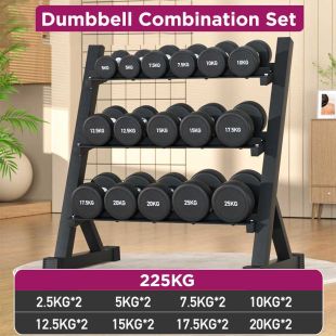 Professional Men’s Dumbbell Combination Set 225KG with Rack