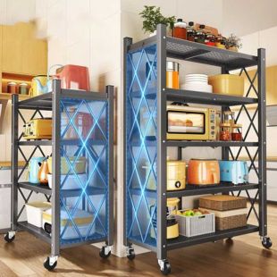 Foldable Multi Layer Steel Rack with Wheels