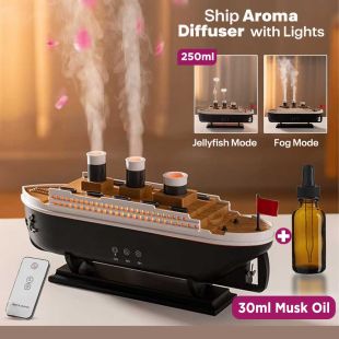 Ship Aroma Diffuser with Lights 30 x 7 x 14 cm + 30ml Musk Oil