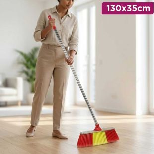 Hard Bristle Floor Cleaning Broom with Iron Handle 130 × 35 cm