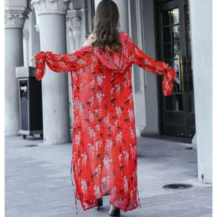 Chiffon Beach Cardigan with Hood For Women