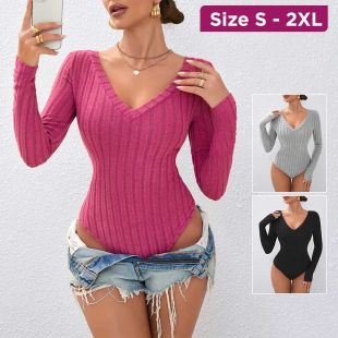 Women's Elegant Women's Fitted V-Neck Bodysuit
