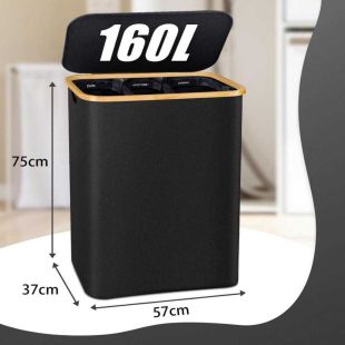 Bamboo Laundry Basket with Lid and 3 Inner Bags 160L