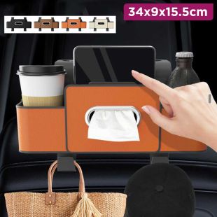 3-in-1 Leather Car Backseat Organizer with Cup Holder by DriveMate
