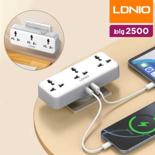 وصلة اشتراك كهرباء 2500 واط مع منفذ USB-A ومنفذ Type-C PD من LDNIO