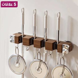 منظم يثبت على الحائط متعدد الاستخدامات مع 5 علاقات وقاعدة شفط