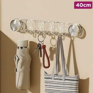 5 Hook Transparent Vacuum Suction Wall Organizer 40cm