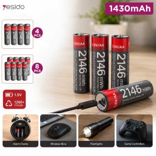 Yesido AA Rechargeable Lithium Batteries 1.5V 1430mAh