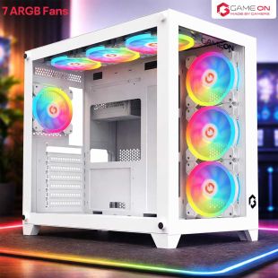 كيسة كومبيوتر Emperor Arctic Series متوسطة الحجم مع 7 مراوح ARGB - أبيض من GAMEON