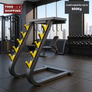 Steel Barbell Rack for 5 Bars with Hooks