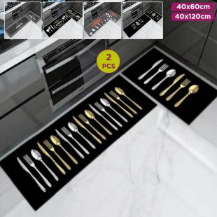 Kitchen Mat with Non-Slip Backing 2Pcs Set 40 x 60cm - 40 x 120cm