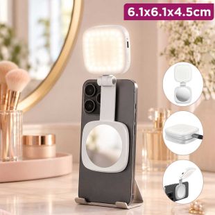 Folding LED Selfie Mirror 6.1 x 6.1 x 4.5 cm