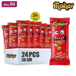 الماهر - فول سوداني مقرمش بنكهة الفلفل الحار والليمون 30 جرام × 24