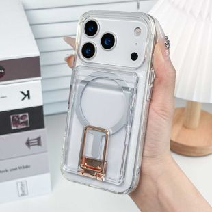 حافظة بطاقات شفافة MagSafe مع قاعدة هاتف مدمجة