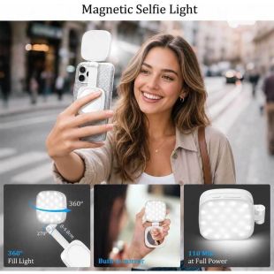 مرآة سيلفي LED قابلة للطي 6.1 × 6.1 × 4.5 سم
