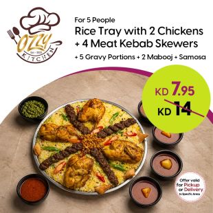 Rice Tray with Chicken & Kebab For 5 Persons from Ozzy Kitchen