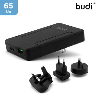 بودي - شاحن بمنفذين 65 واط -18 واط (PD + QC) مع قابس US/UK/AU قابل للتغيير