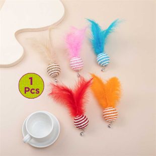 Cat Toy with Rope Ball Design Assorted Colors 1Pcs