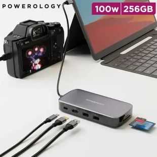 Powerology 256GB Multiport USB-C Hub 100W