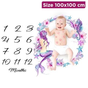 Baby Photography Blanket with Mermaid Design - 100 x 100 cm