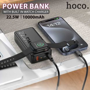 10000mAh PD Power Bank 22.5W with Wireless Watch Charger by Hoco