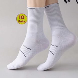 10 Pairs Men's Long Cotton Socks - 100% Cotton